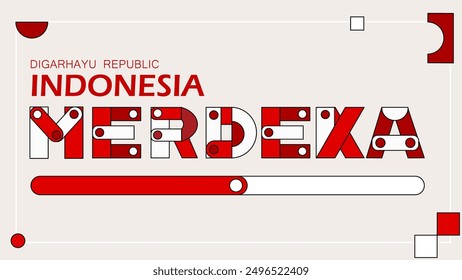 Benner Indonesia celebrates birthday 17 August digital art. Vector illustration. National and spirit style.