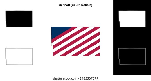 Bennett County (South Dakota) outline map set