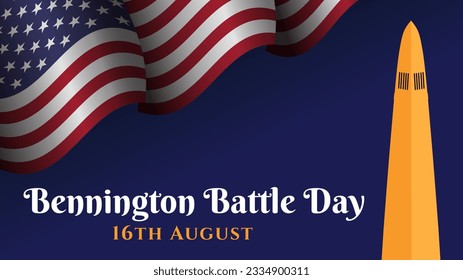 bennington battle day design background illustration with american flag and bennington monument suitable for greeting at a bennington battle day moment in united states