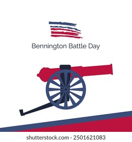 Bennington Battle Day design vector, observed on 16 August annually to honour the Battle of Bennington which took place on 16 August, 1777. Cannon and USA flag color theme design concept.