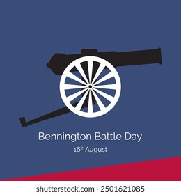 Bennington Battle Day design vector, observed on 16 August annually to honour the Battle of Bennington which took place on 16 August, 1777. Cannon and USA flag color theme design concept.