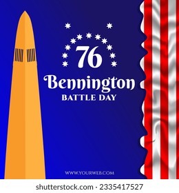 bennington battle day template design vector illustrator with bennington monument and realistic benington flag suitable for social media post design celebrate the bennington battle day moment
