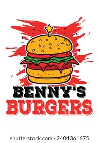 benny's burgers t shirt and poster design
