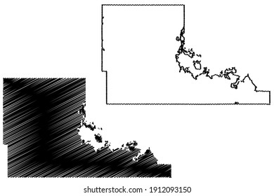 Condado de Benson, Estado de Dakota del Norte (condado de los Estados Unidos de América) mapa de ilustración vectorial, dibujo de garabatos mapa de Benson