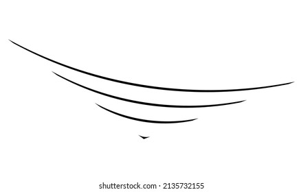 Bent abstract curved lines, stripes element