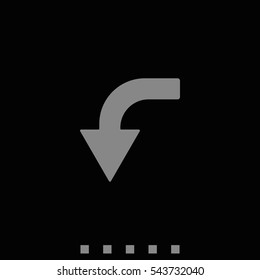 Bent arrow icon. Down arrow icon.