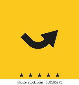 Bent arrow icon. Right and up arrow icon.