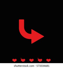 Bent arrow icon. Right arrow icon.
