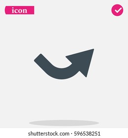 Bent arrow icon. Right and up arrow icon.