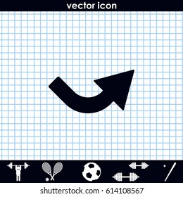Bent arrow icon. Right and up arrow icon.