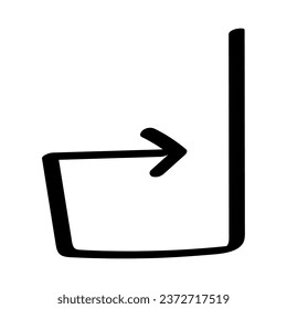 Bent arrow on white background