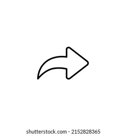 Bent-Pfeil nach rechts, Curved-Pfeil-Share-Symbol eps10
