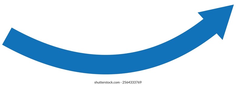 Bent arrow pointing right. Curved arrow sign. Curved or arch arrow icon.  