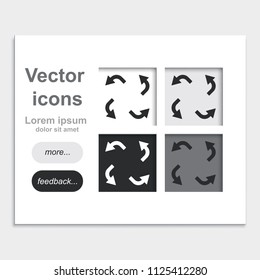 Bent arrows flat placed on web page template vector icon.