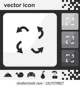 Bent arrows flat set of buttons vector icon.