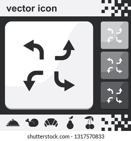 Bent arrows flat set of buttons vector icon. Left and right, up and down.