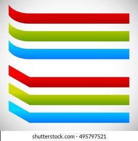Bent banners. Curved and fold version in 3 colors