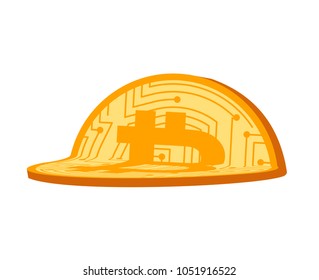 Bent bitcoin. folded coin. Broken crypto currency.