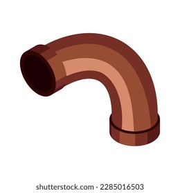 Bent brown pipe isometric icon 3d vector illustration