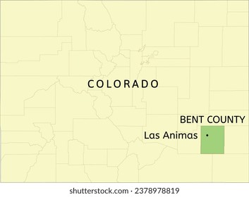 Bent County and city of Las Animas location on Colorado state map