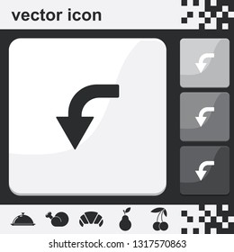 Bent down arrow flat set of buttons vector icon.