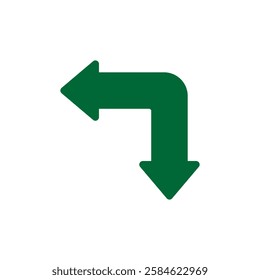 Bent dual and double sided arrow. Angled curved shape.