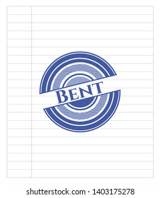 Bent emblem draw with pen effect. Blue ink. Vector Illustration. Detailed.