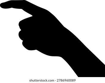 Bent Finger Pointing Hand Silhouette Isolated on White Background