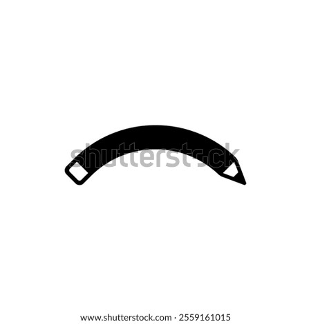 Bent flexible pencil. Semicircular shape.