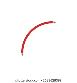 Bent flexible pencil sharpened on both sides. Semicircular shape.