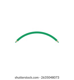 Bent flexible pencil sharpened on both sides. Semicircular shape.