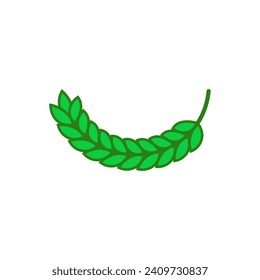 Espinilla verde doblada. Forma semicircular curva.