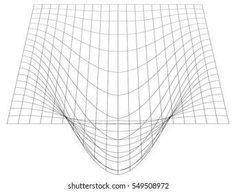 Bent grid in perspective. 3d mesh with convex distortion (editable vector)