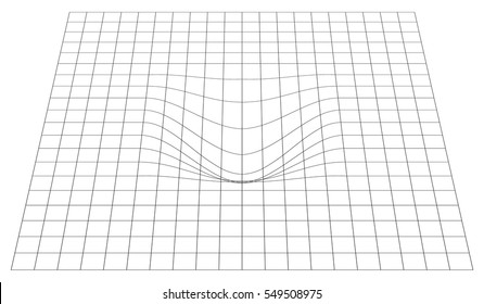 Bent grid in perspective. 3d mesh with convex distortion (editable vector)