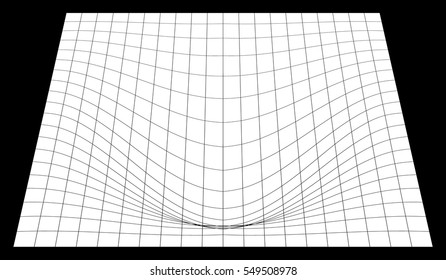 Bent grid in perspective. 3d mesh with convex distortion (editable vector)