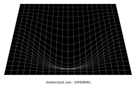 Bent grid in perspective. 3d mesh with convex distortion (editable vector)