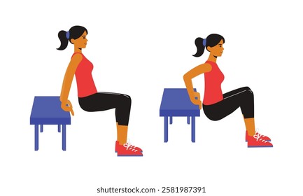 Bent Knees Bench Dip Exercise