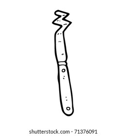 Karikatur mit gebogenem Messer