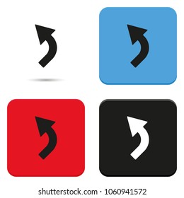 Bent to left and up arrow flat vector icon.