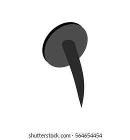 Bent nail isolated. Industrial object. Fastening on white background
