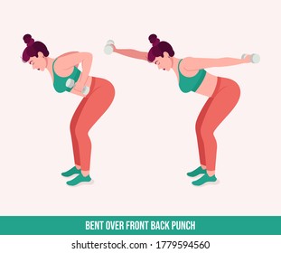 Trainieren Sie vor dem Rücken, trainieren Sie trainieren Fitness, Aerobic und Übungen. Vektorgrafik.