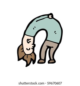 caricatura doblada sobre el hombre