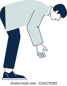 Bent over man icon. Person looking down