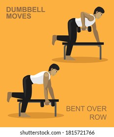 Bent Over Row Dumbbell Moves Manga Gym Set Illustration