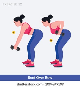 Bent Over Row exercise, Woman workout fitness, aerobic and exercises.