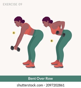 Bent Over Row exercise, Woman workout fitness, aerobic and exercises.