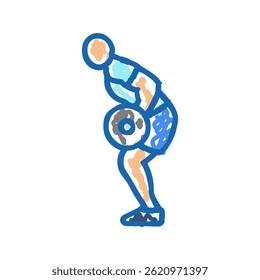 dobrado sobre linhas braço fitness exercício ícone doodle esboço vetor. dobrado sobre linhas braço fitness exercício sinal.