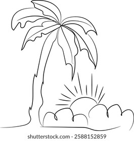Bent Palm tree summer sunset island
