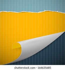 Bent Paper Corner, Retro Cardboard, Torn Papers Background 