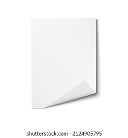 Bent Paper With Curled Corner And Realistic Shadow. EPS10 Vector
